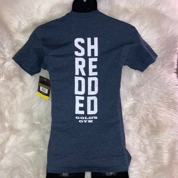 GOLD’S GYM Blue SHREDDED T-Shirt - Picture 9 of 11